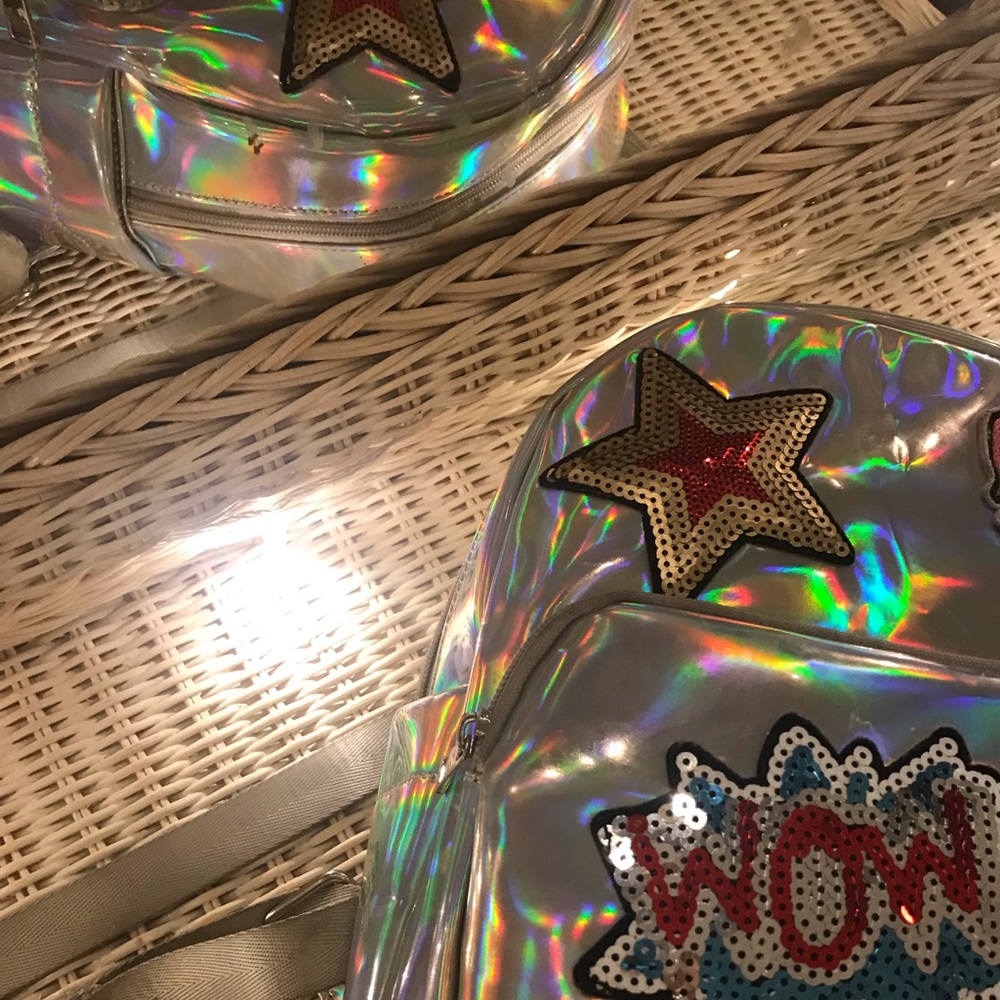 Holographic mini backpack